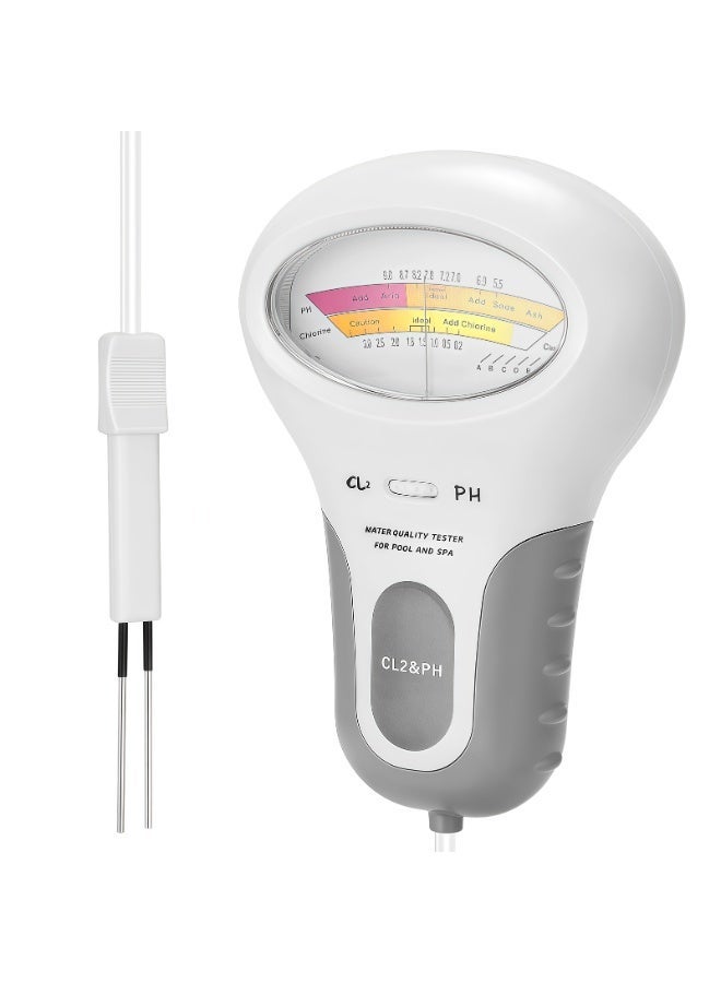 جهاز اختبار المياه والكلور – أداة اختبار مياه حمام السباحة والسبا (pH و Cl²) ، جسم بلاستيكي متين ، سهل الاستخدام ويعمل بالبطارية - Image 2